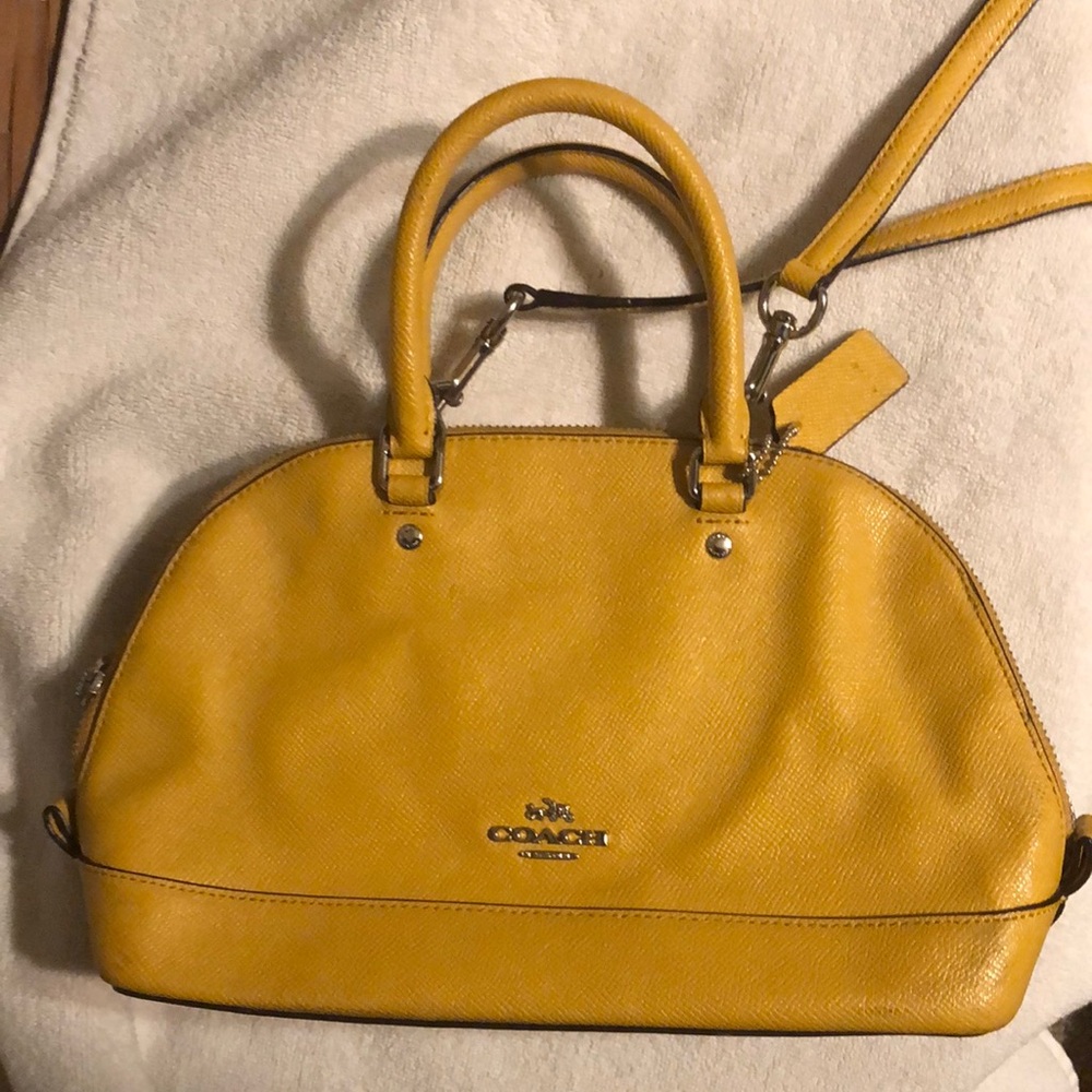 Coach Yellow Leather Satchel with Structured Design